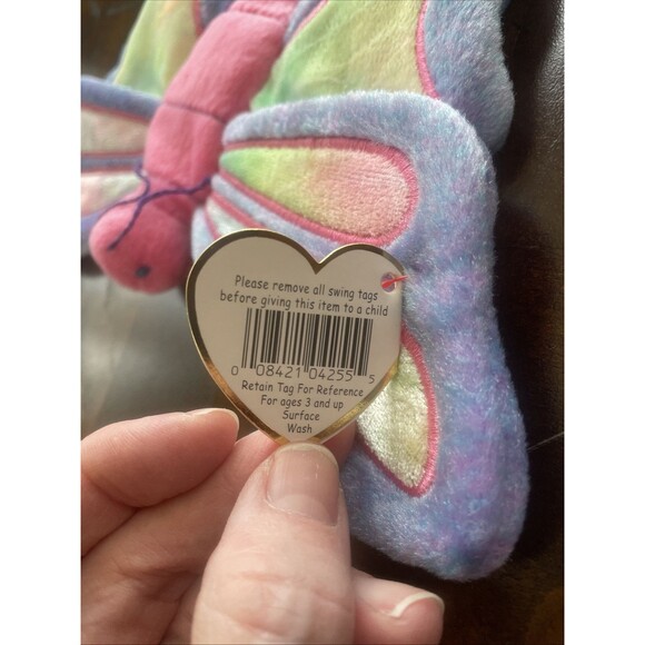 TY Beanie Babie Flitter the Butterfly Plush Toy - Pink/Purple - Picture 6 of 11